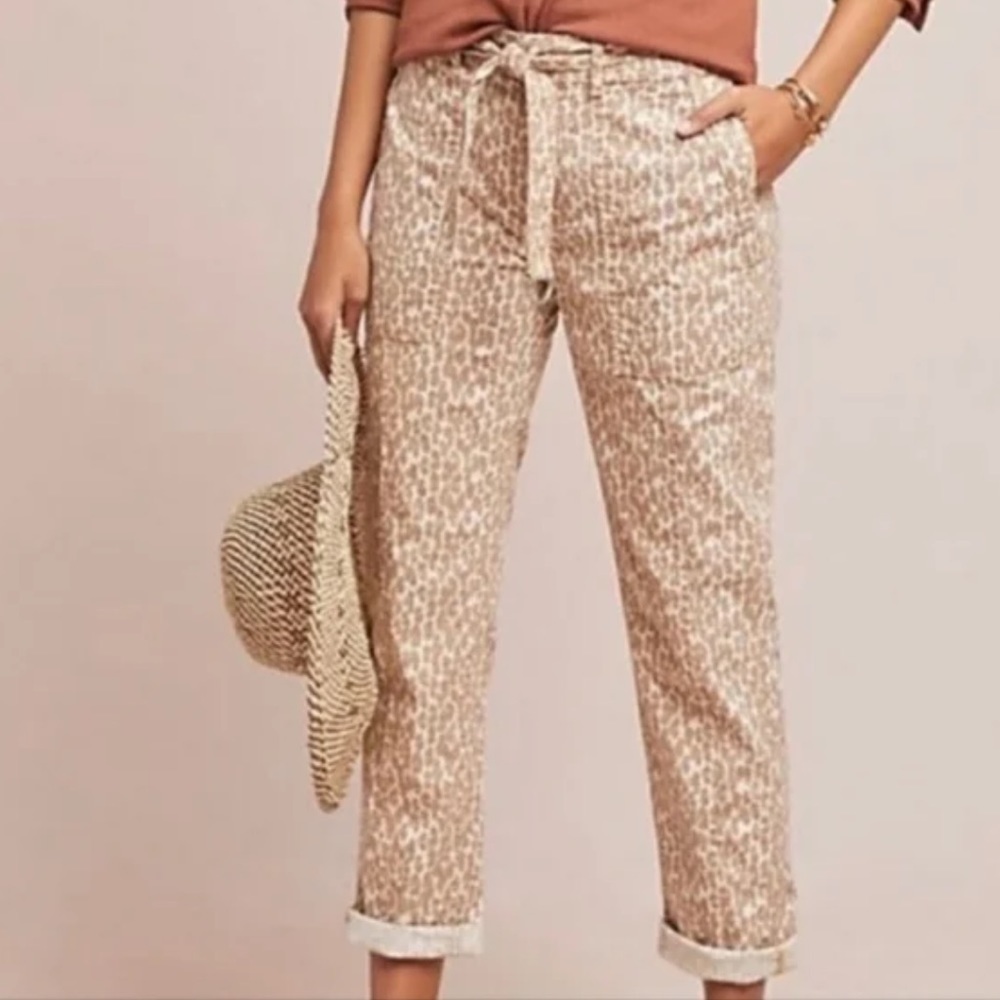 Anthropologie The Wanderer Animal Print Cargo Trouser Pants Size 25